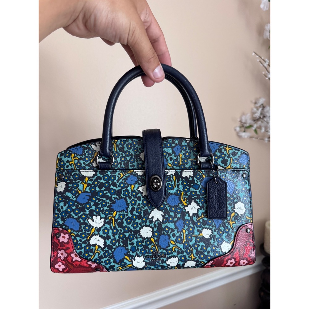 Coach Mercer Satchel 24 Multi Floral Printed Leather Handbag 57703
